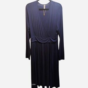 Grecerelle Elegant Long Sleeve Navy Dress